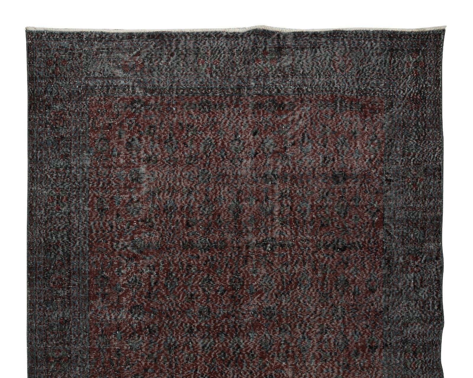 6.5x10.6 Ft Vintage Handmade Turkish Rug Over Dyed In Red For Modern Interiors photo Textiles