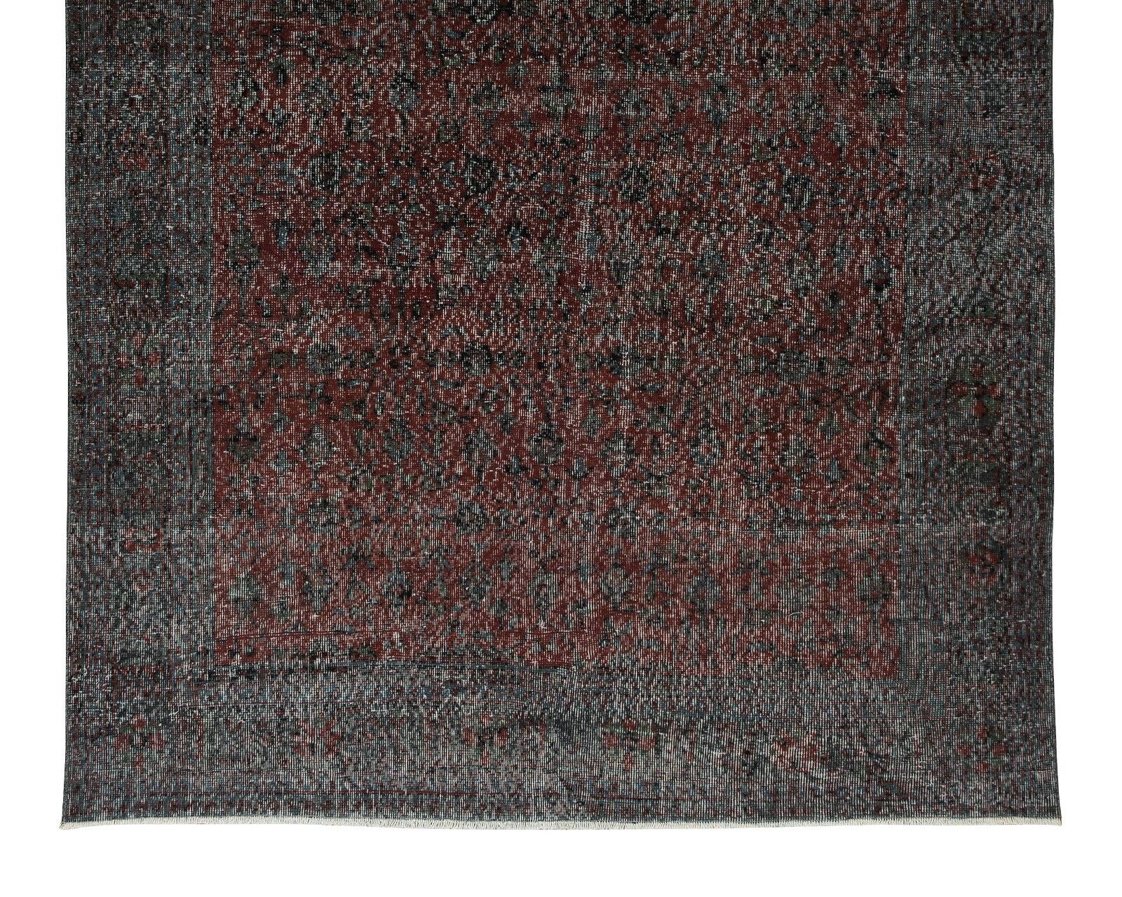 6.5x10.6 Ft Vintage Handmade Turkish Rug Over Dyed In Red For Modern Interiors photo 583.0