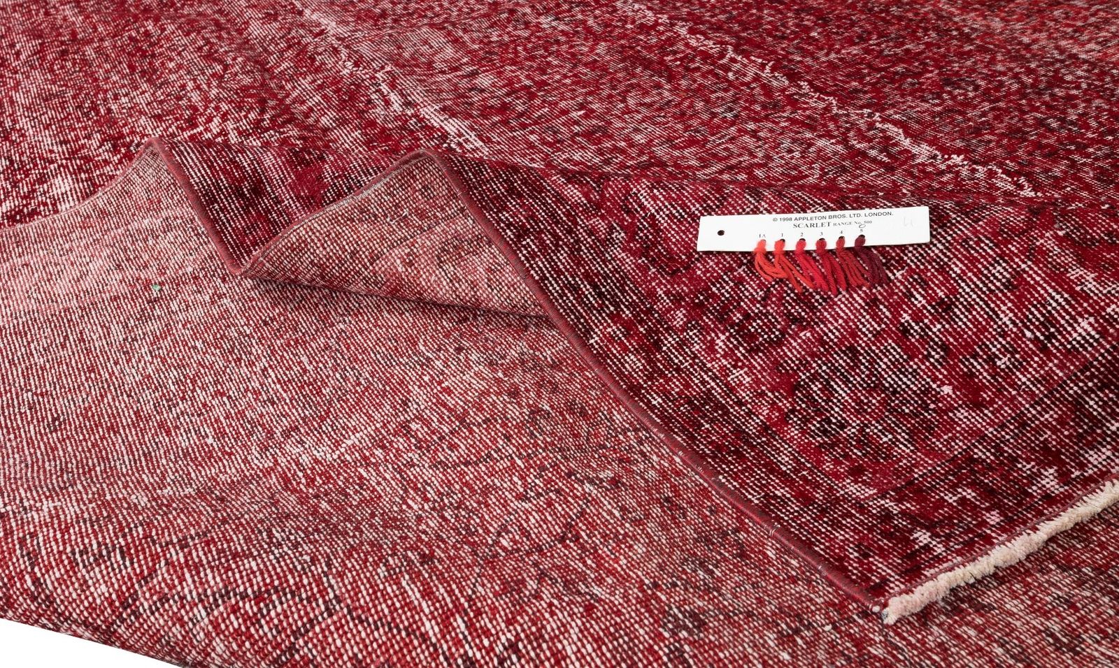 6.8x10 Ft Hand Knotted Vintage Turkish Rug Over Dyed In Red 4 Modern Interiors photo for sale