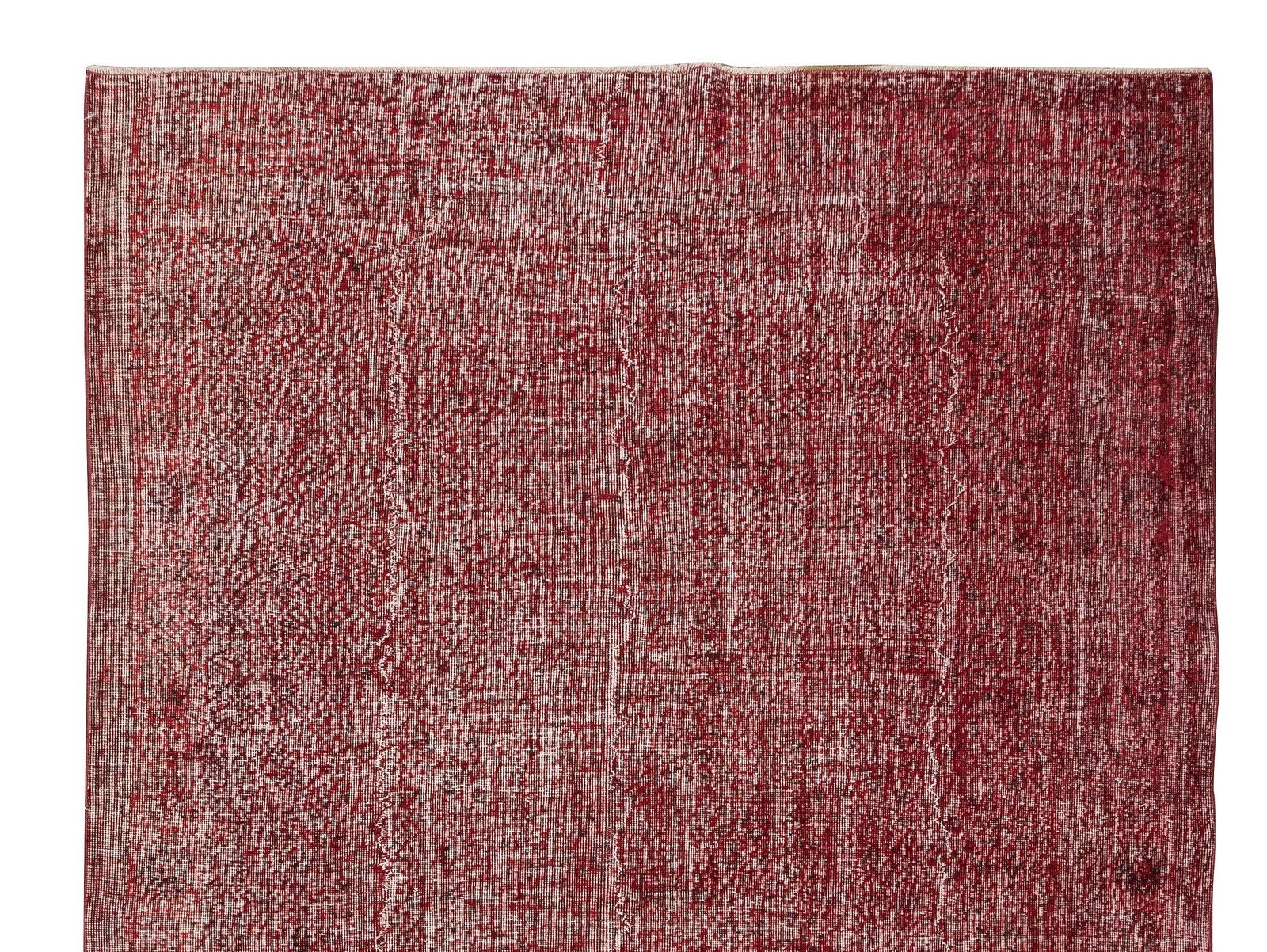6.8x10 Ft Hand Knotted Vintage Turkish Rug Over Dyed In Red 4 Modern Interiors photo Textiles