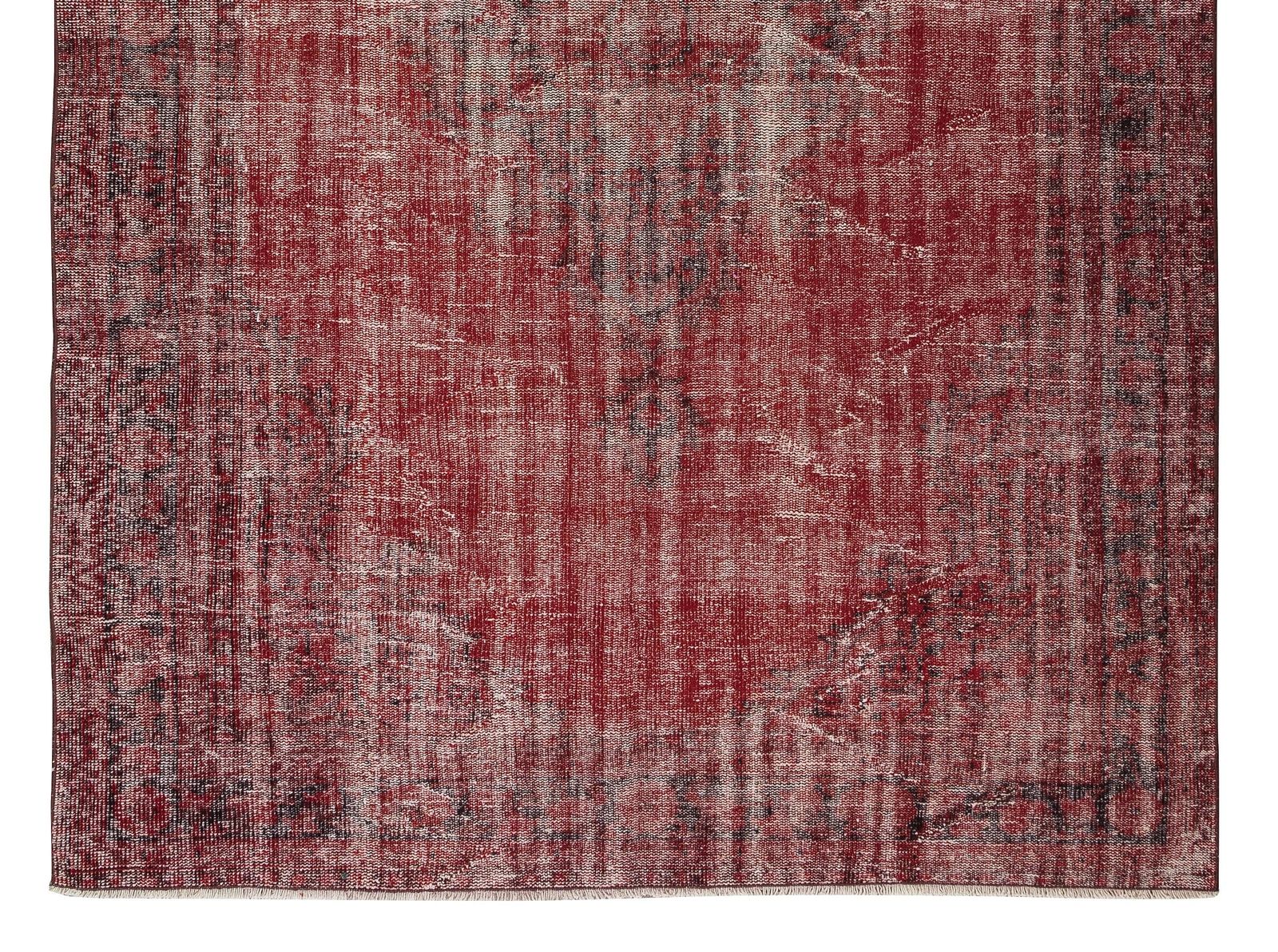 6.7x9.8 Ft Hand Knotted Vintage Turkish Rug Over Dyed In Red 4 Modern Interiors photo 556.0