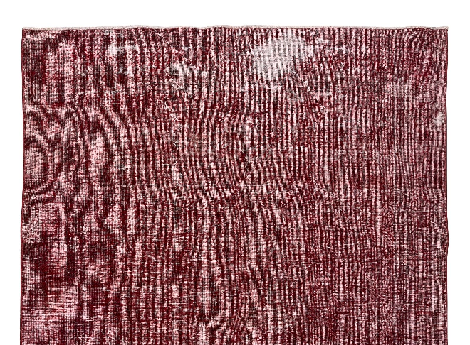 6.8x9.6 Ft Hand Knotted Vintage Turkish Rug Over Dyed In Red 4 Modern Interiors photo Textiles