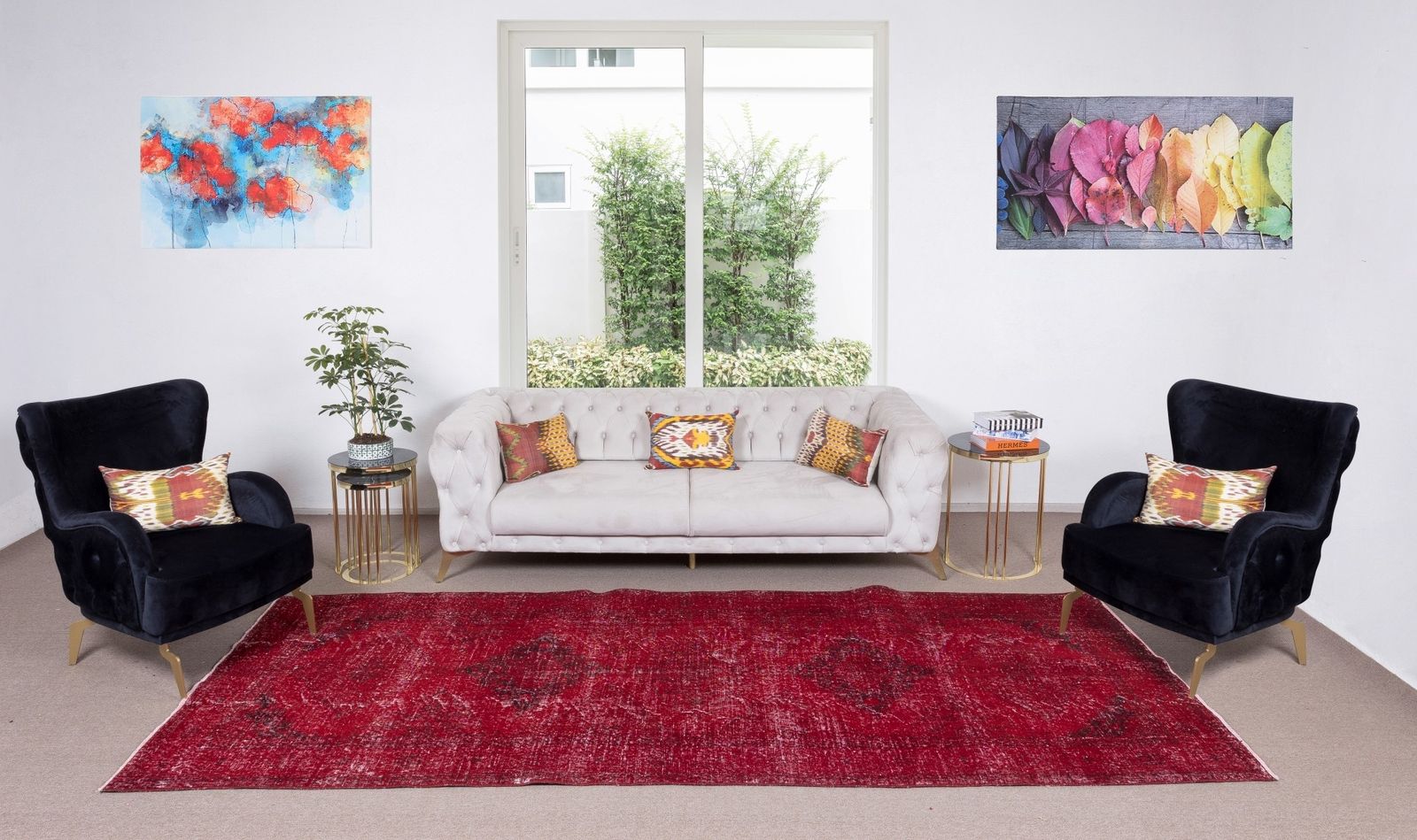 5x11.9 Ft Contemporary Handmade Konya Sille Runner Rug Redyed In Red For Hallway photo furniture