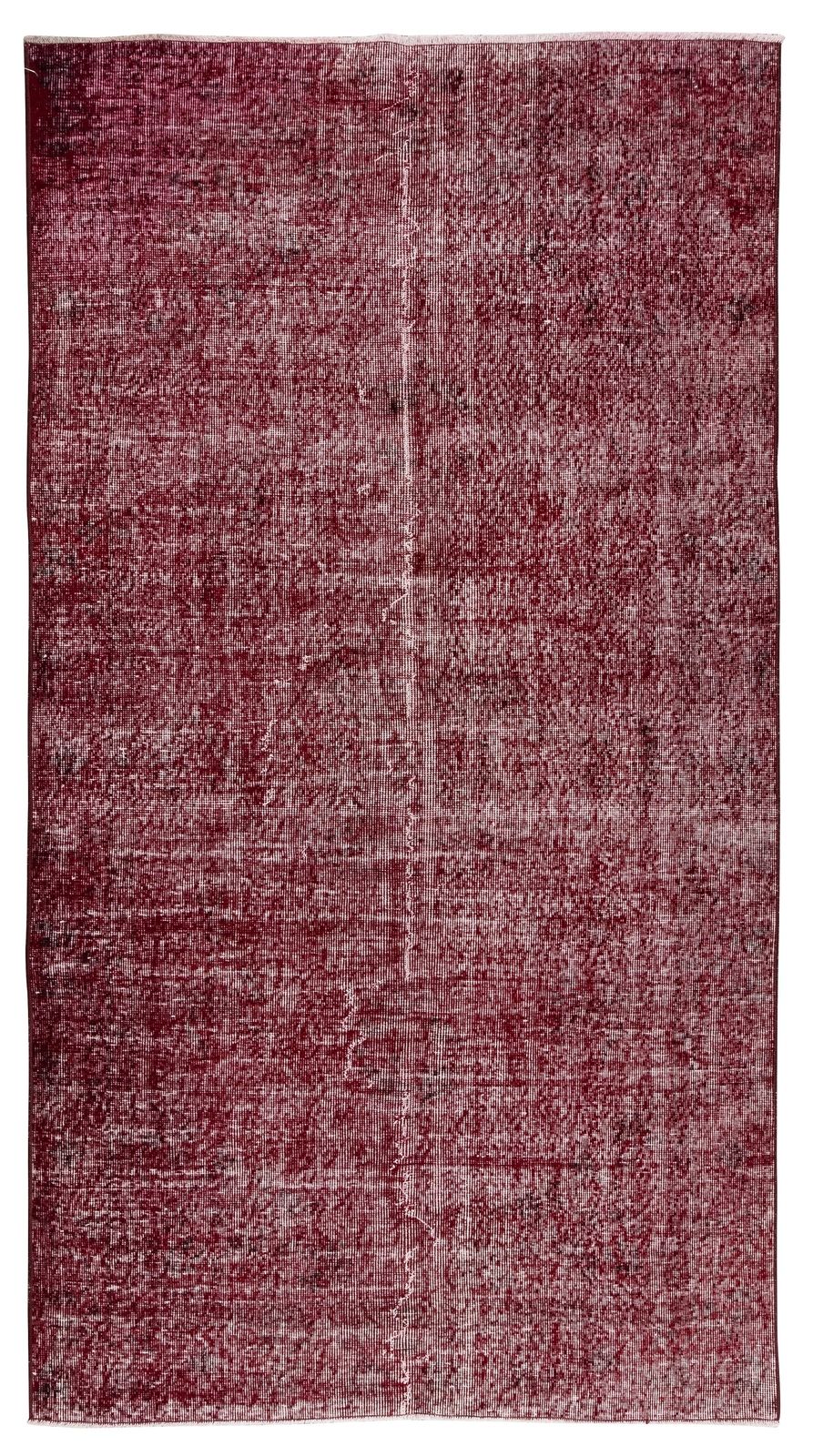 4.8x8.8 Ft 1960s Handmade Turkish Rug Re Dyed In Red, Ideal For Modern Interiors