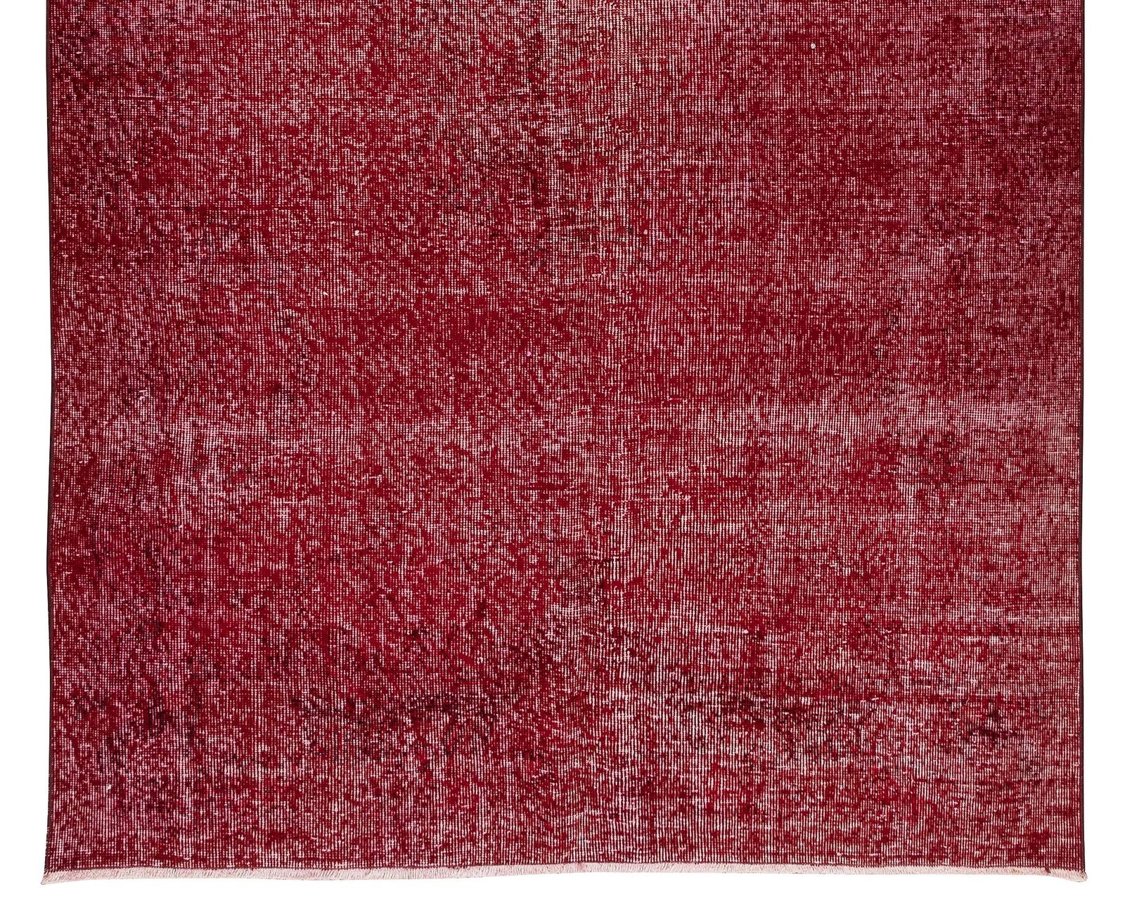 5.3x8.9 Ft Solid Handmade Turkish Area Rug Over Dyed In Red For Modern Interiors photo 323.0