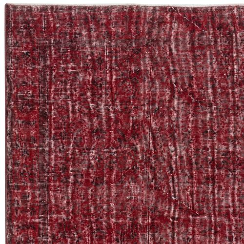 3.8x7 Ft Contemporary Handmade Wool Turkish Accent Rug Over Dyed In Red photo Textiles