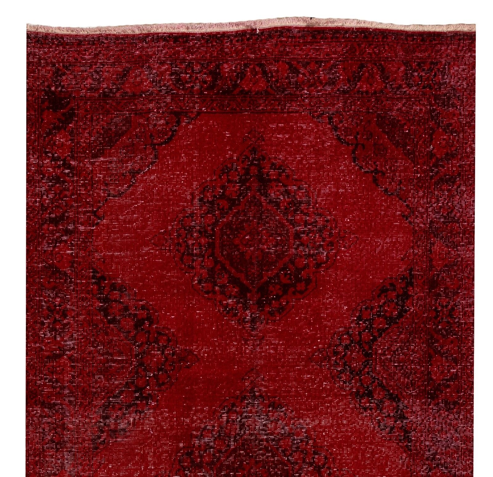 4.3x13.5 Ft Modern Handmade Konya Sille Runner Rug Over Dyed In Red For Hallway photo furniture