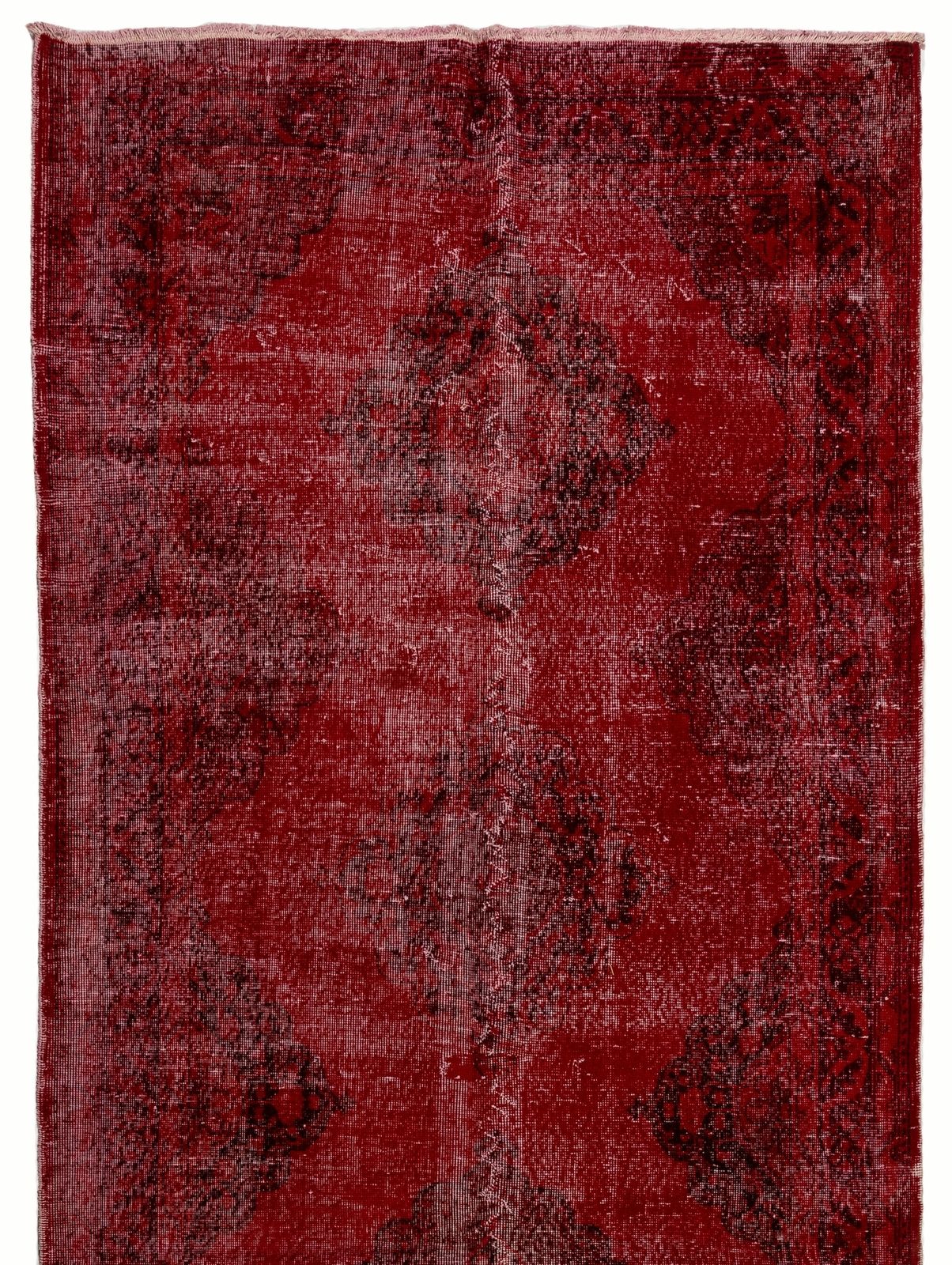 5x13 Ft Hand Knotted Vintage Central Anatolian Runner Rug Over Dyed In Red photo furniture