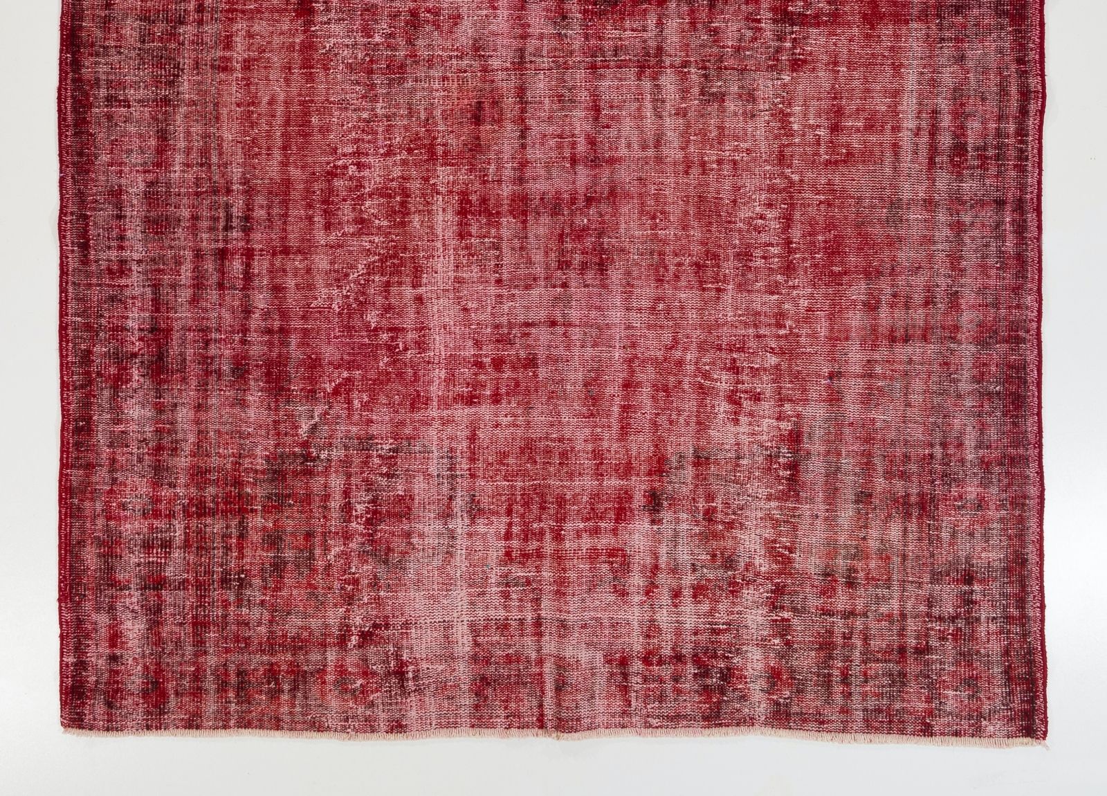 6.5x9.6 Ft Vintage Area Rug Redyed In Red For Living Room, Handknotted In Turkey photo for sale