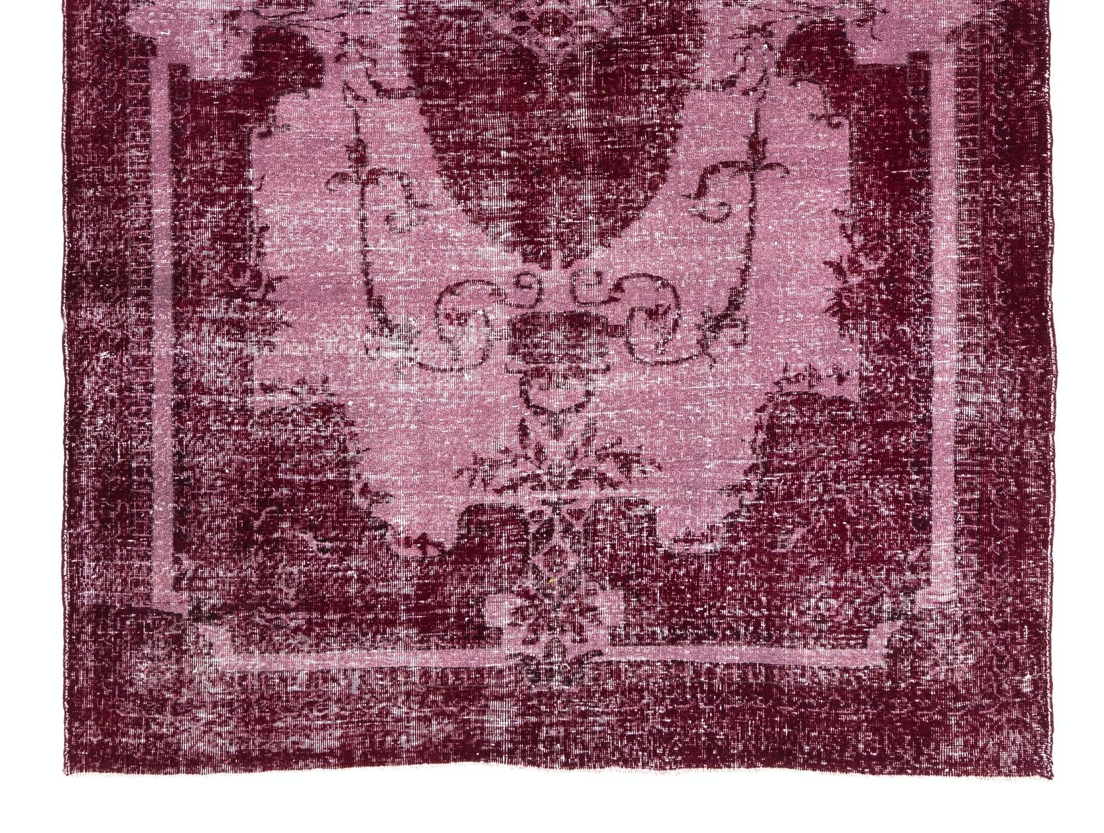 6.9x10.7 Ft Vintage Area Rug Re Dyed In Red, Hand Knotted In Turkey photo for sale