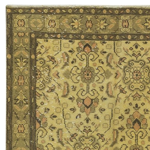 3.5x6.8 Ft Vintage Turkish Floral Rug Dyed In Yellow 4 Modern Interiors photo Textiles