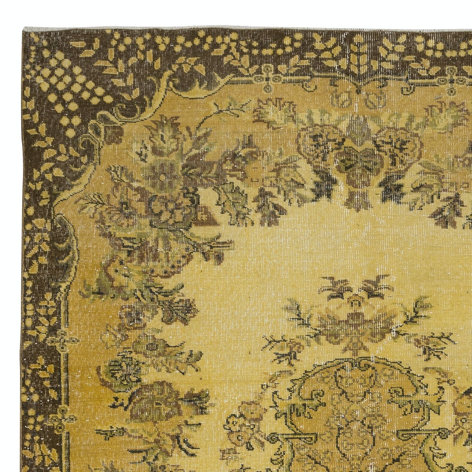 6.6x10.6 Ft Handmade Turkish Area Rug With Medallion Design & Yellow Background photo Textiles