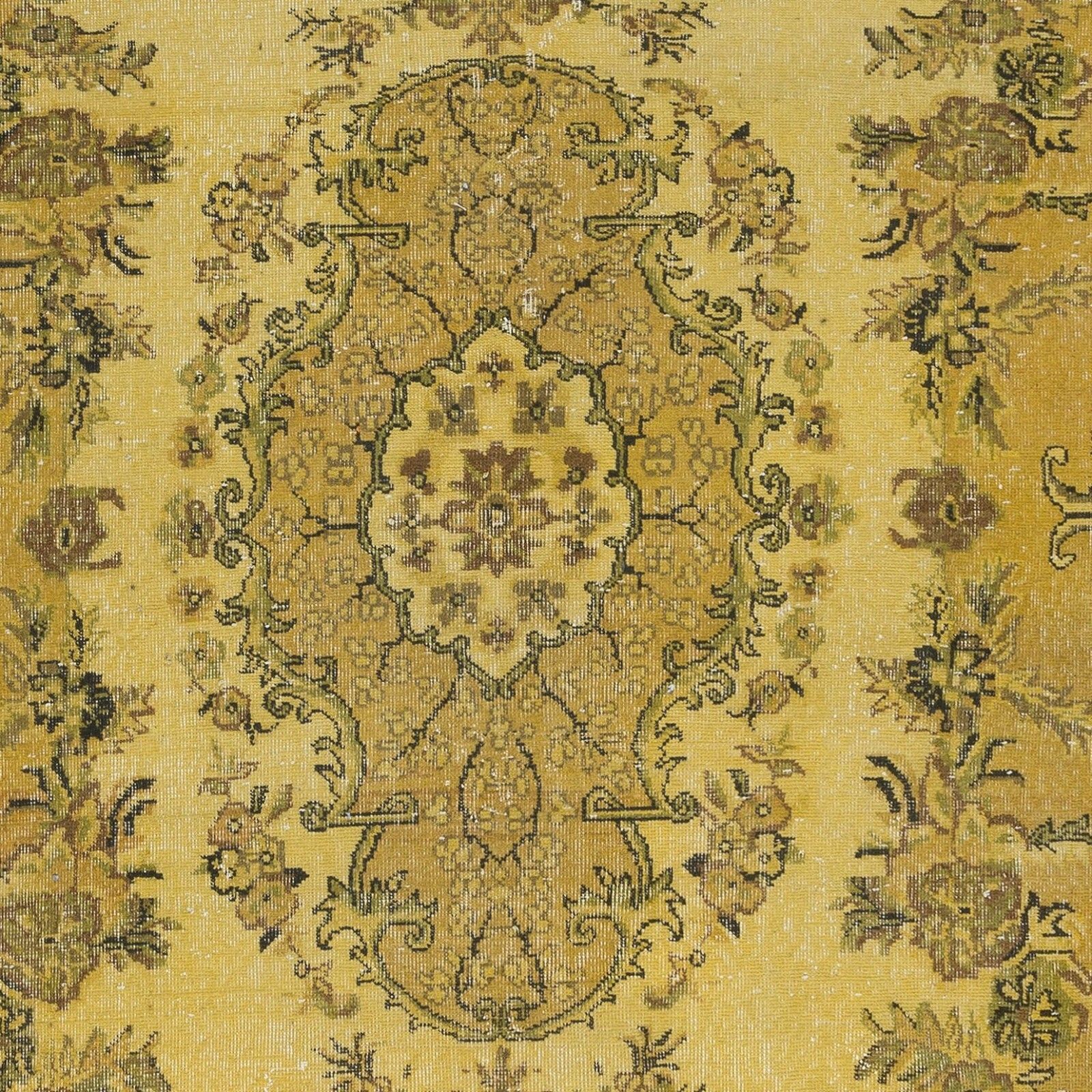 6.6x10.6 Ft Handmade Turkish Area Rug With Medallion Design & Yellow Background photo 718.0