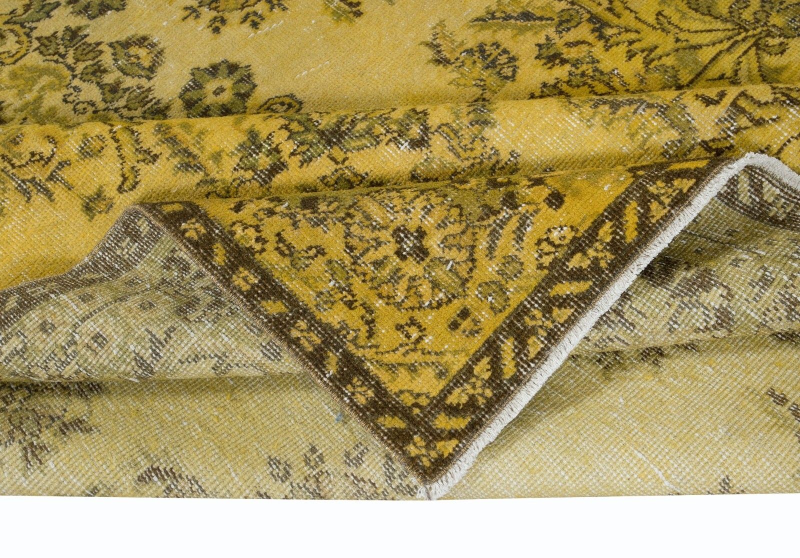 5x9 Ft Contemporary Handmade Turkish Rug With Garden Design & Yellow Background photo for sale
