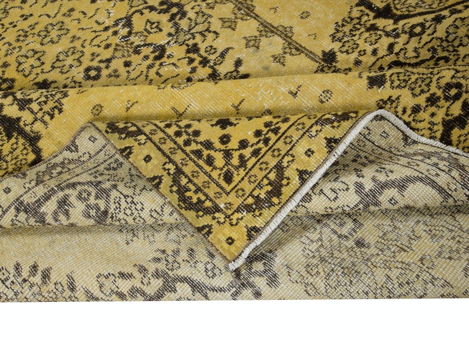 6x9.8 Ft Fantastic Handmade Turkish Rug With Medallion Design & Yellow Field photo for sale