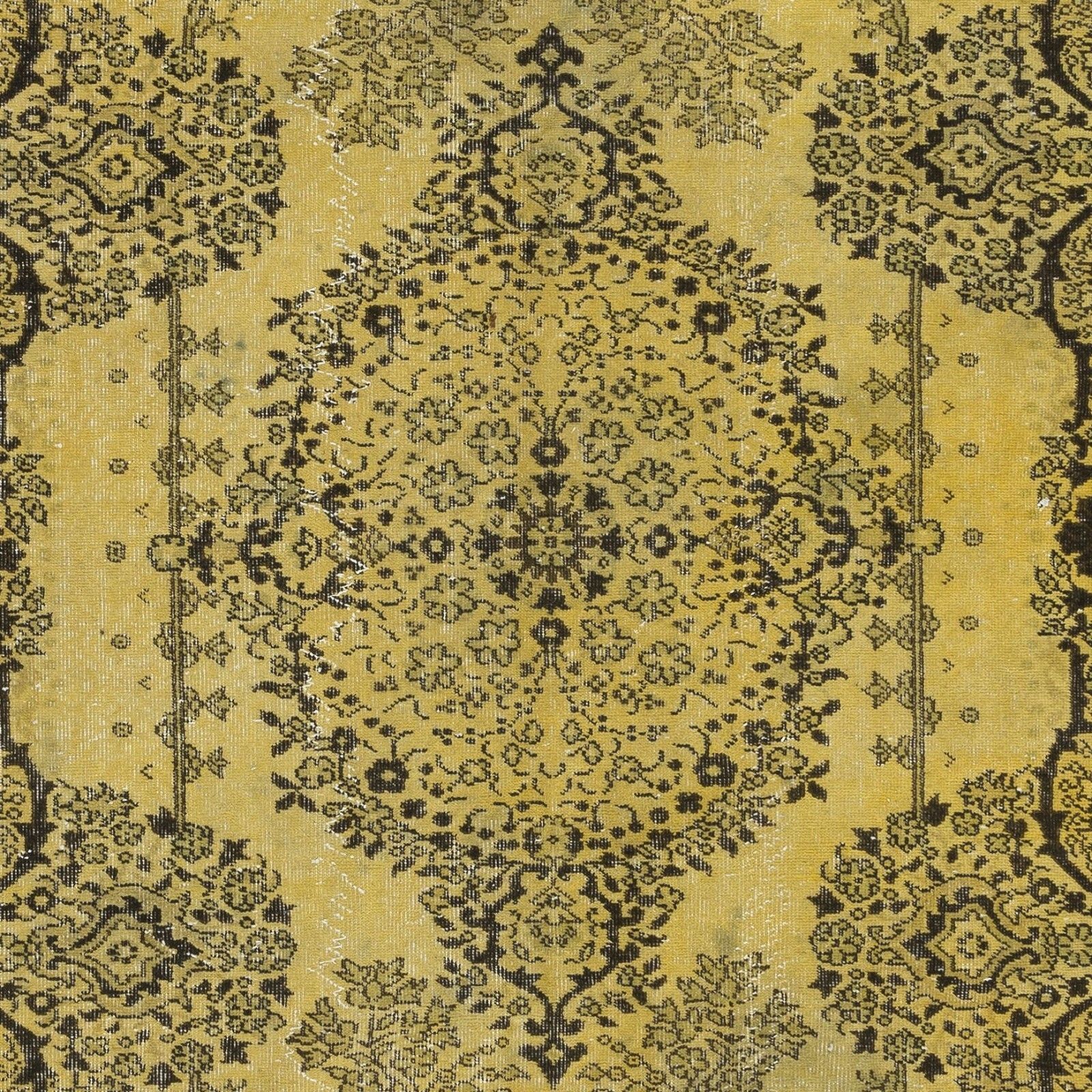 6x9.8 Ft Fantastic Handmade Turkish Rug With Medallion Design & Yellow Field photo 885.0