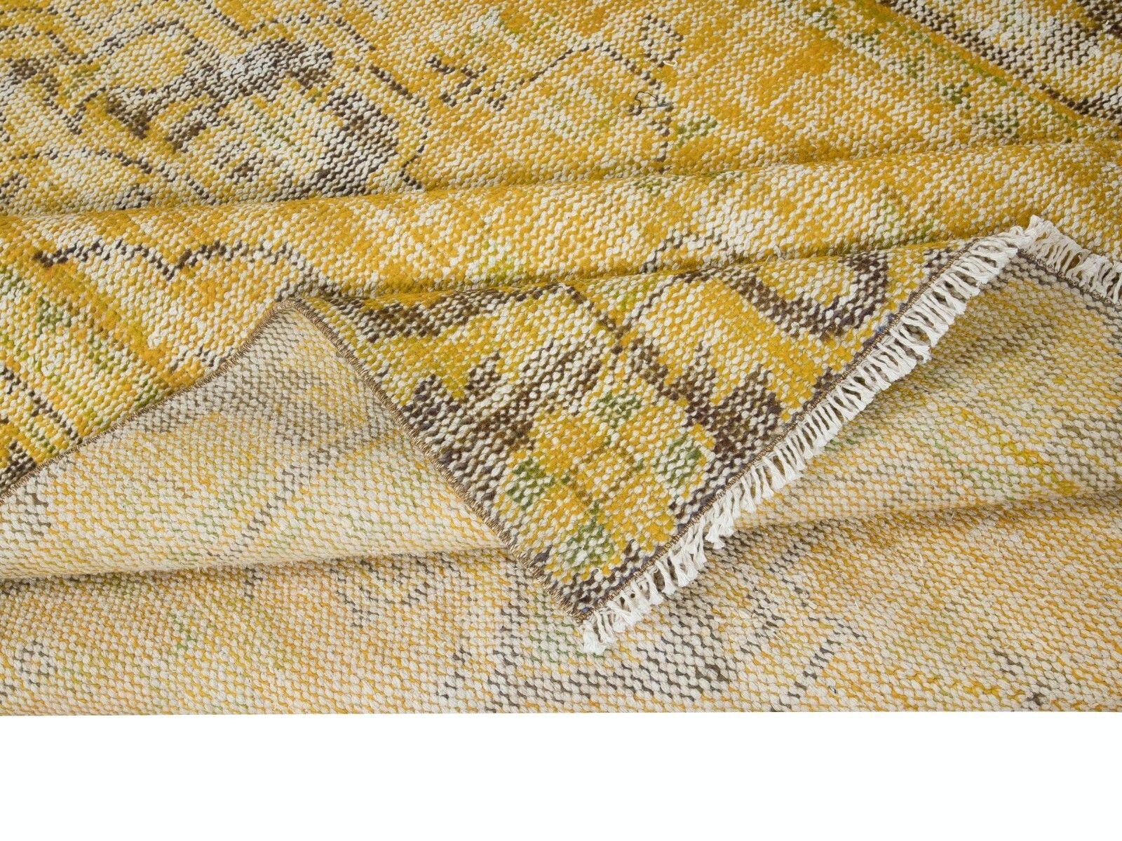 5.7x9.6 Ft Yellow Area Rug From Turkey, Hand Knotted Contemporary Wool Carpet photo for sale