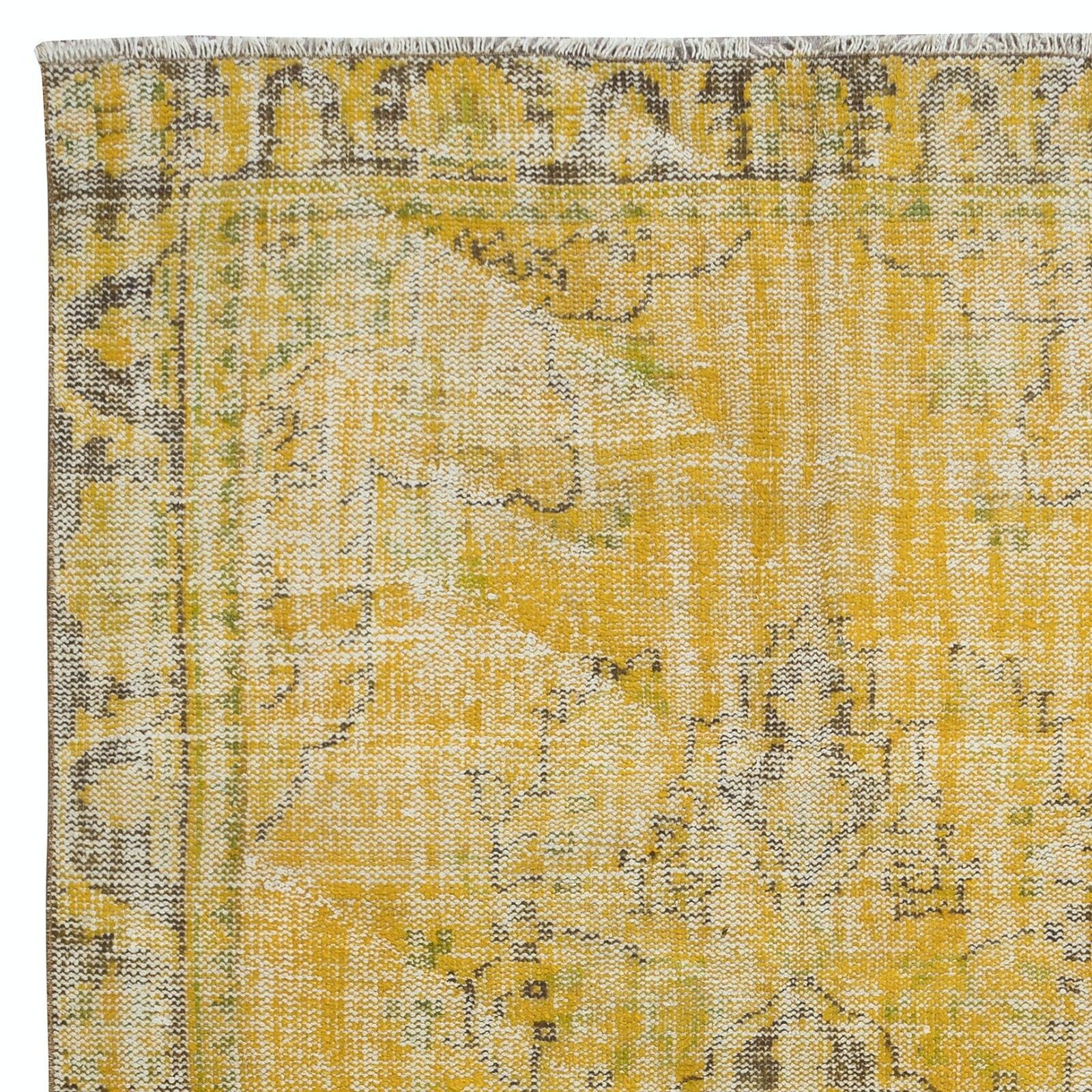 5.7x9.6 Ft Yellow Area Rug From Turkey, Hand Knotted Contemporary Wool Carpet photo Textiles