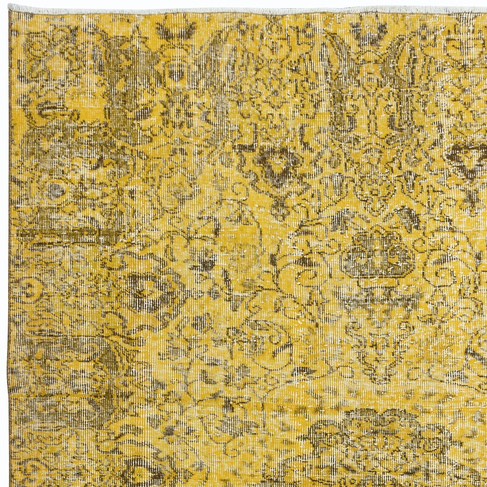5.4x8.6 Ft Decorative Handmade Turkish Area Rug In Yellow With Medallion Design photo Textiles