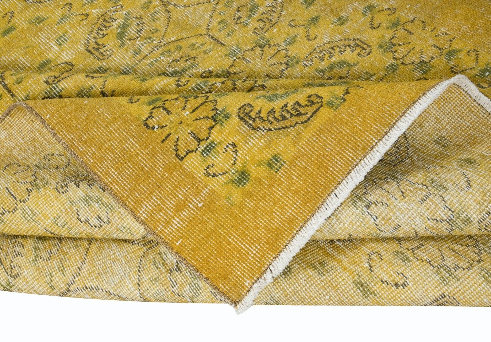 5.3x8.5 Ft Handmade Turkish Area Rug In Yellow, Great For Modern Interiors photo for sale