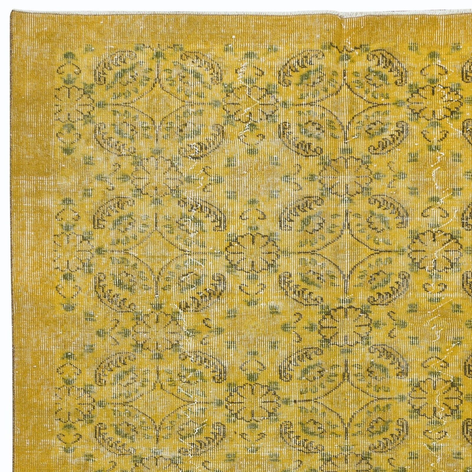 5.3x8.5 Ft Handmade Turkish Area Rug In Yellow, Great For Modern Interiors photo Textiles