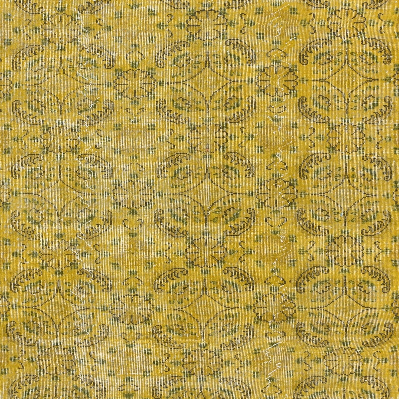 5.3x8.5 Ft Handmade Turkish Area Rug In Yellow, Great For Modern Interiors photo 464.0