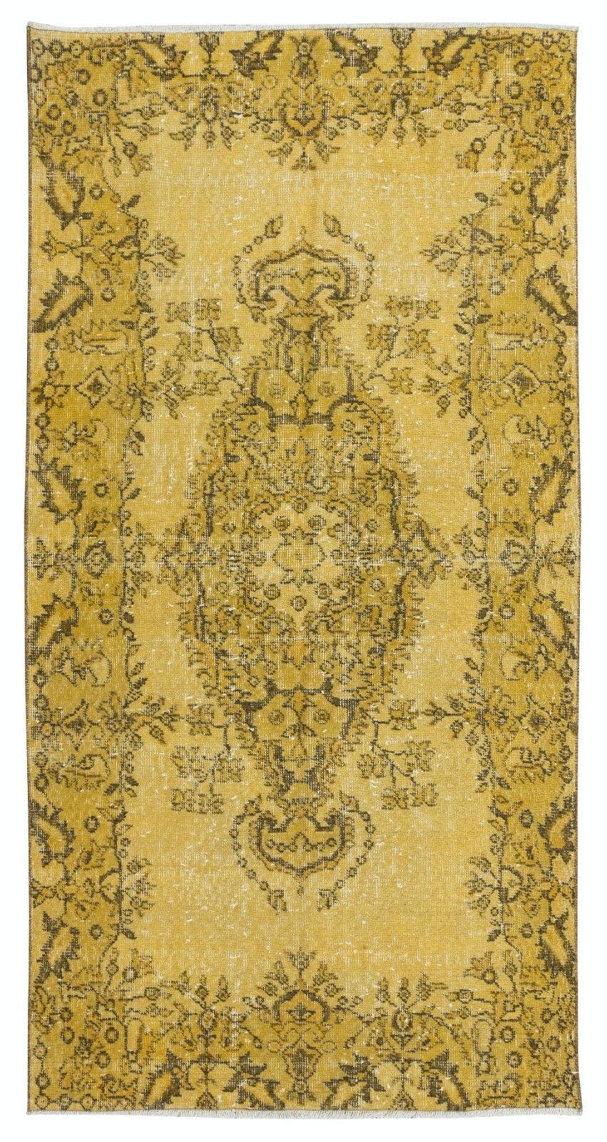3.5x7 Ft Small Modern Yellow Wool Rug, Handknotted And Handwoven In Turkey