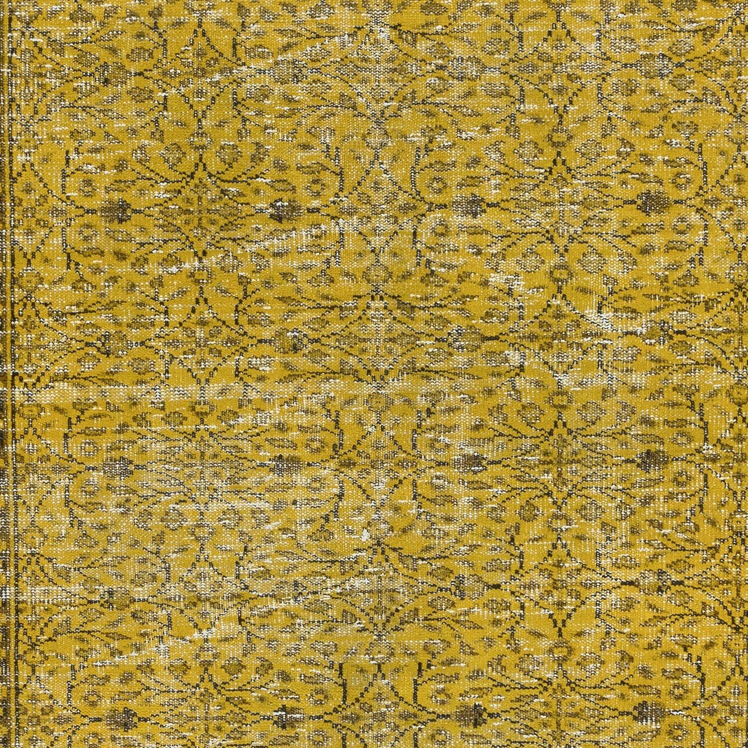 5x9.3 Ft Yellow Floral Rug For Modern Interior, Hand Knotted In Central Anatolia photo 402.0