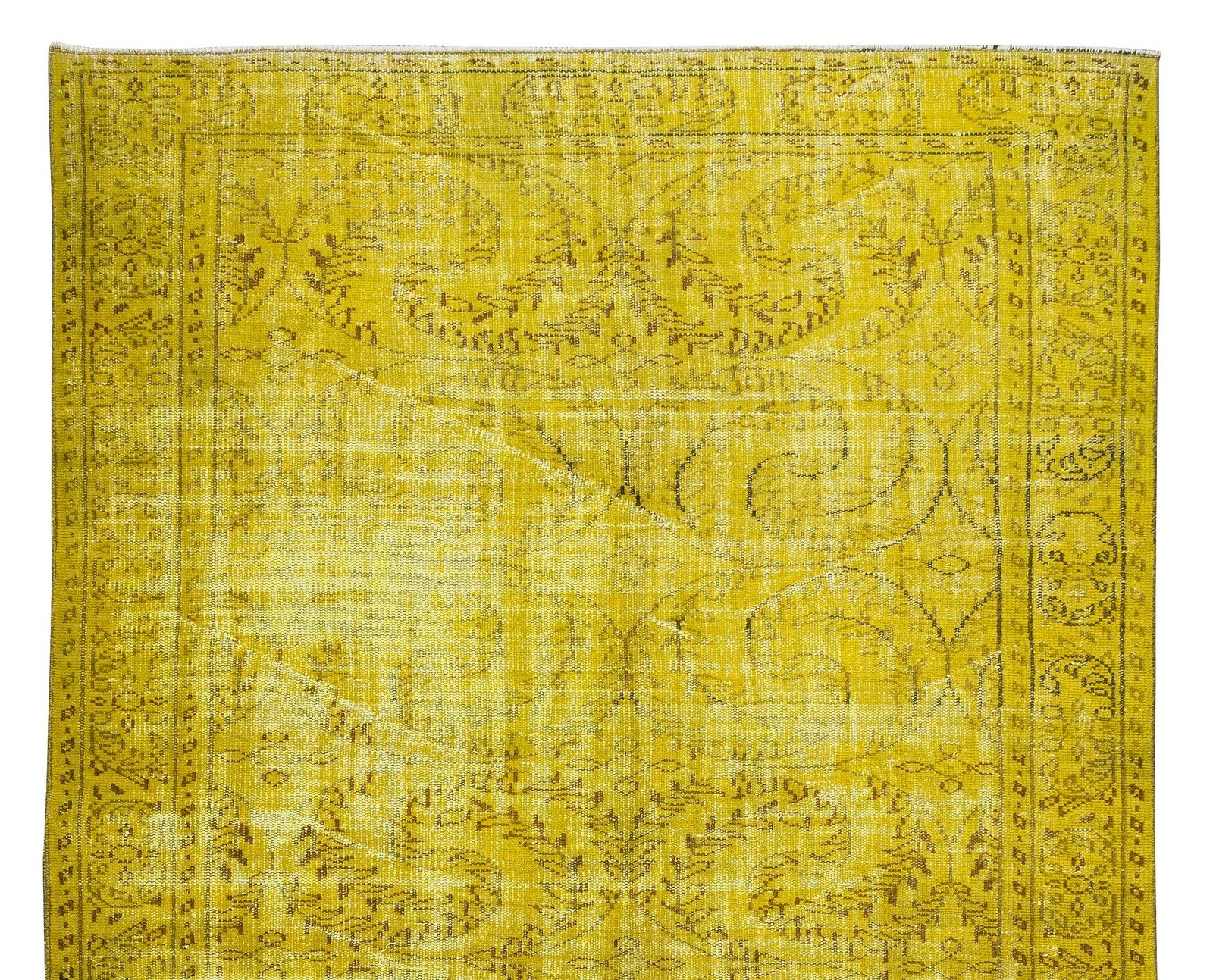 5.7x9.6 Ft Handmade Yellow Overdyed Rug, Vintage Decorative Carpet From Turkey photo Textiles