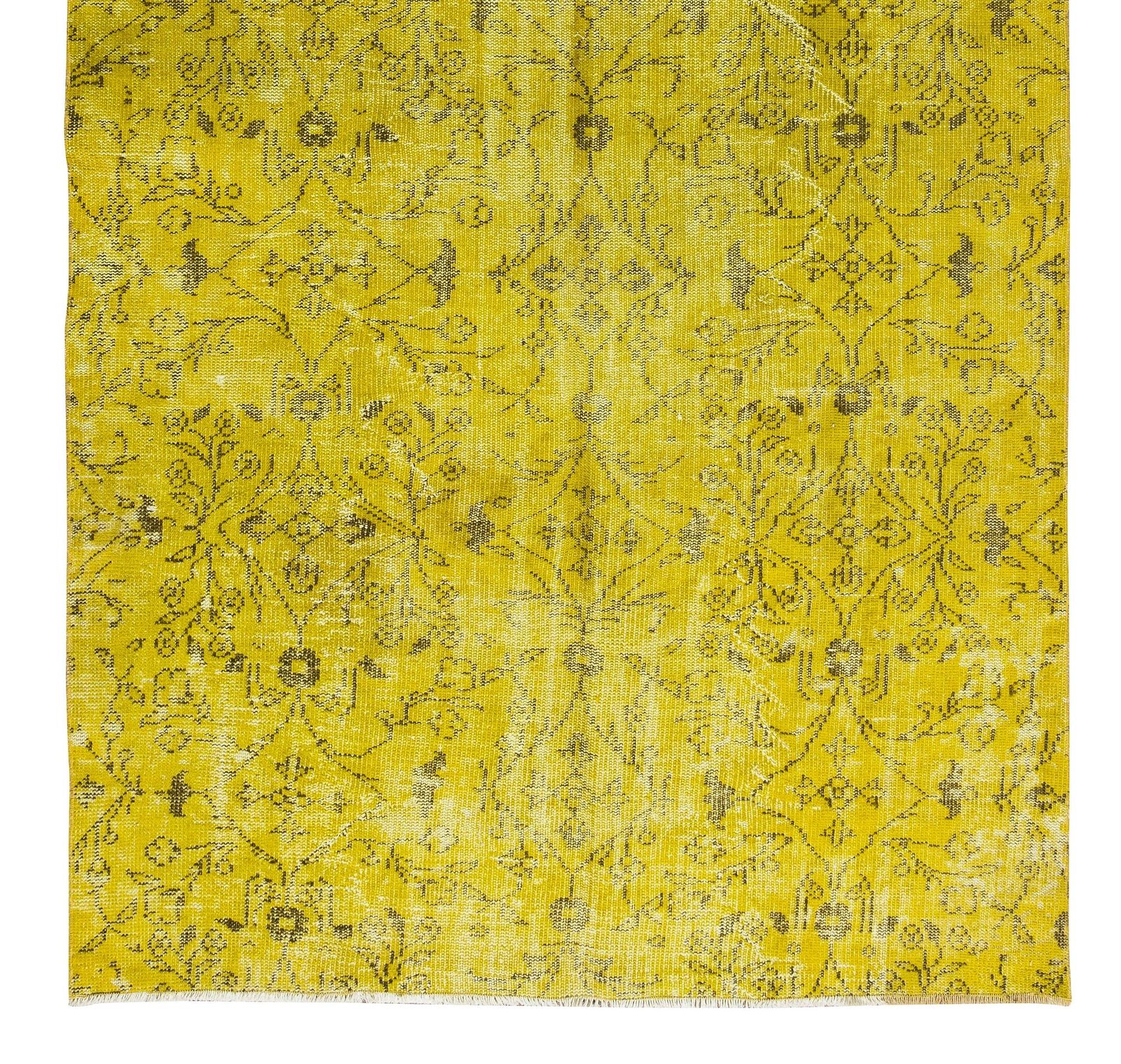 4.9x9.4 Ft Turkish Wool Rug Over Dyed In Yellow For Modern Home & Office Decor photo 471.0