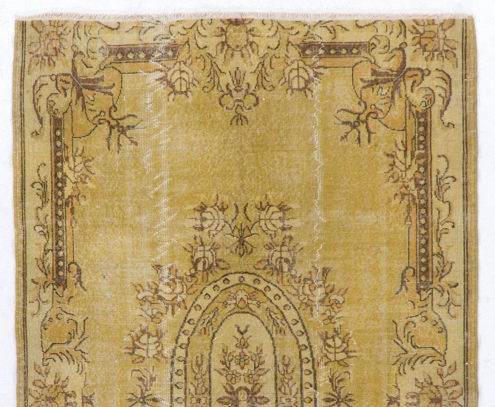 5.2x8.9 Ft Midcentury Baroque Style Area Rug Redyed In Yellow. Floor Covering photo Textiles