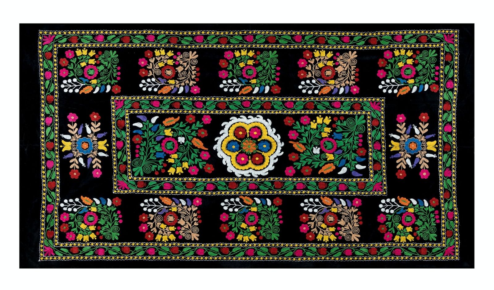 4.2x7.4 Ft Vintage Asian Silk Hand Embroidered Bed Cover Or Wall Hanging photo 498.0