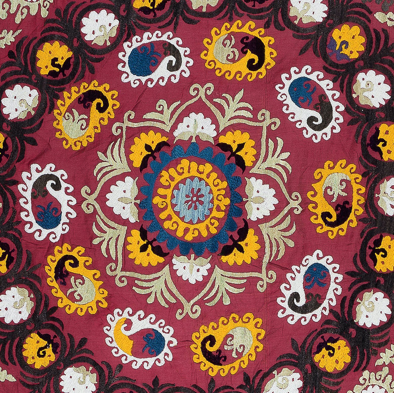 5.3x6.2 Ft Vintage Asian Silk Hand Embroidered Bed Cover Or Wall Hanging photo Art