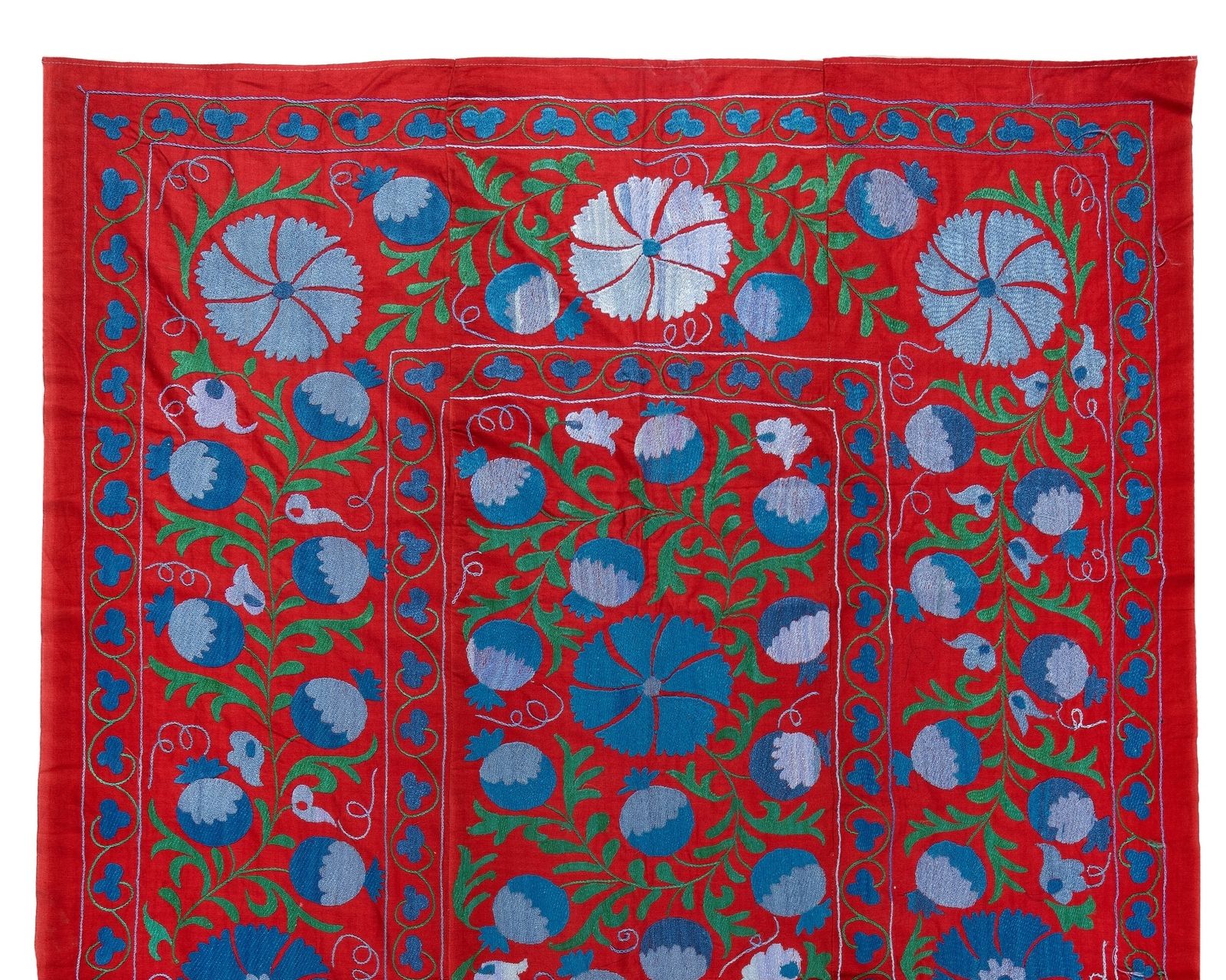 4.5x7 Ft Vintage Asian Silk Embroidered Suzani Bed Cover Or Wall Hanging photo furniture