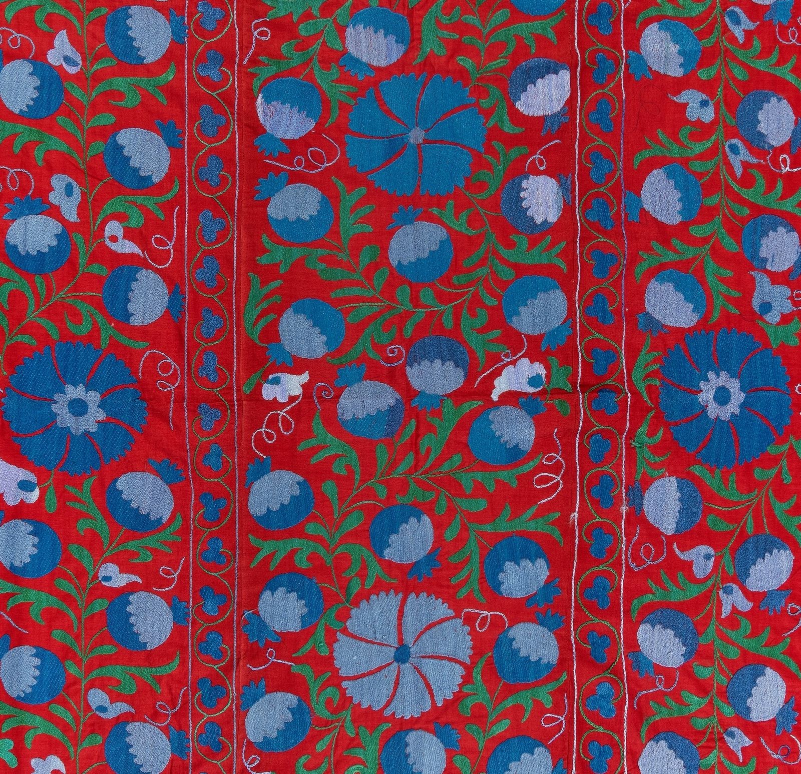 4.5x7 Ft Vintage Asian Silk Embroidered Suzani Bed Cover Or Wall Hanging photo Art
