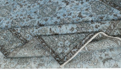 6x9.8 Ft Modern Floral Patterned Area Rug In Blue, Hand Knotted In Turkey photo for sale
