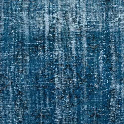 6.2x10 Ft Distressed Modern Hand Knotted Turkish Rug Re Dyed In Navy Blue Color photo 524.0
