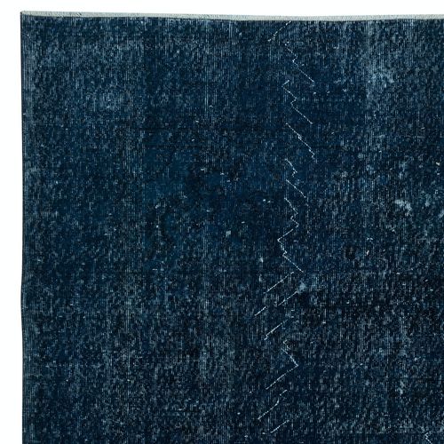 7x10.4 Ft Overdyed Wool Navy Blue Rug, Handmade In Turkey, Modern Large Carpet photo Textiles