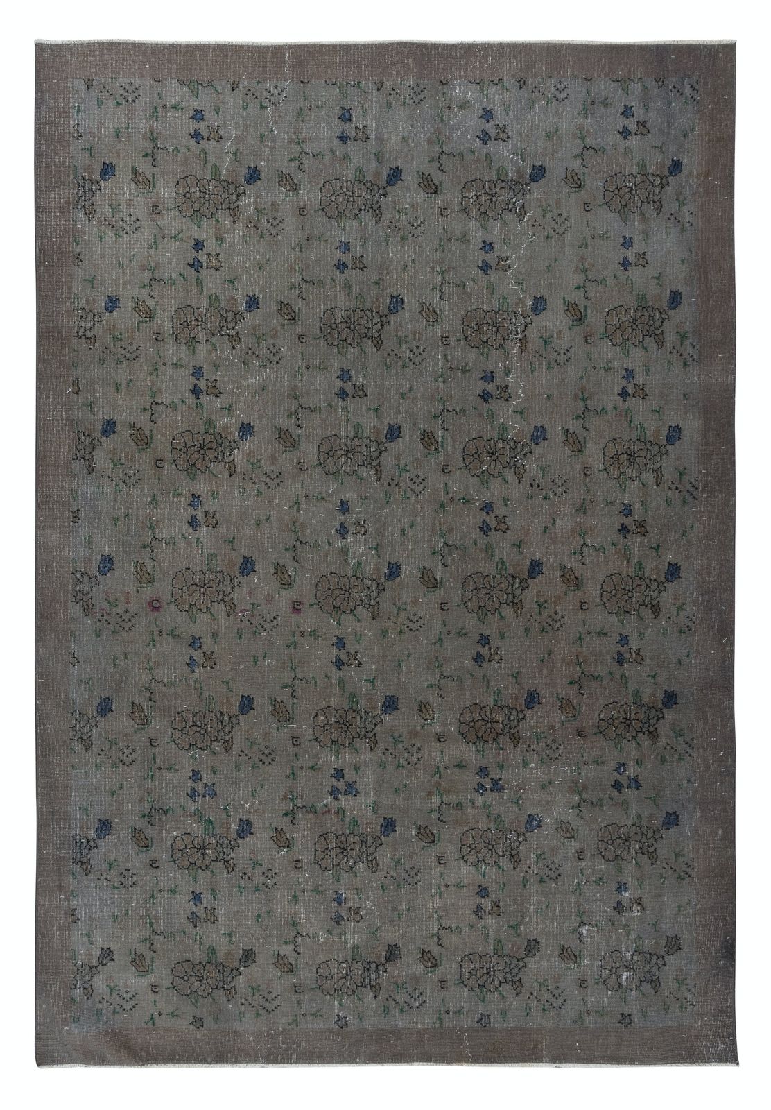 6.6x9.2 Ft Modern Handmade Turkish Area Rug With Gray, Light Brown And Brown
