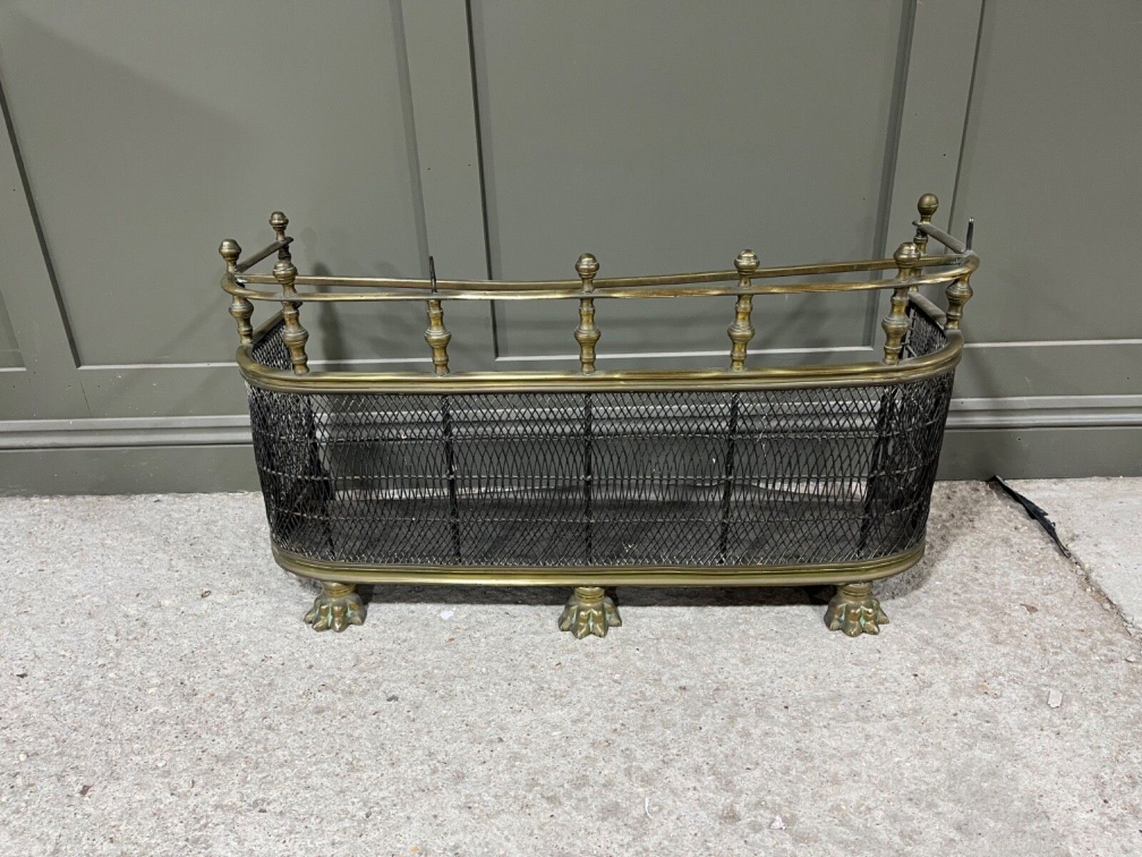 Antique Fireguard Brass Fire Fender Regency Period  Nursery D Shaped