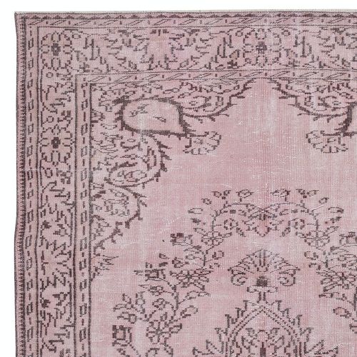 6x10.6 Ft Turkish Floor Rug In Pink Color. Modern Hand Knotted Area Rug photo Textiles