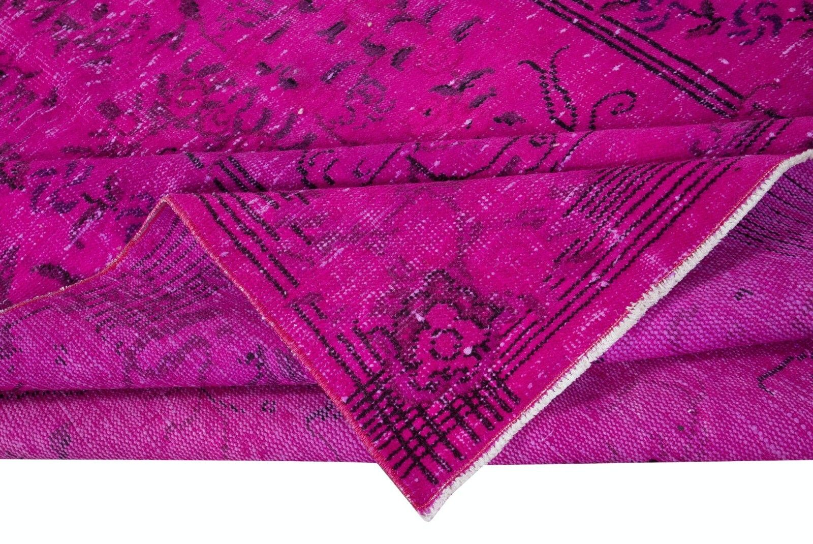5.7x9 Ft Decorative Pink Area Rug For Modern Interiors, Handknotted In Turkey photo for sale