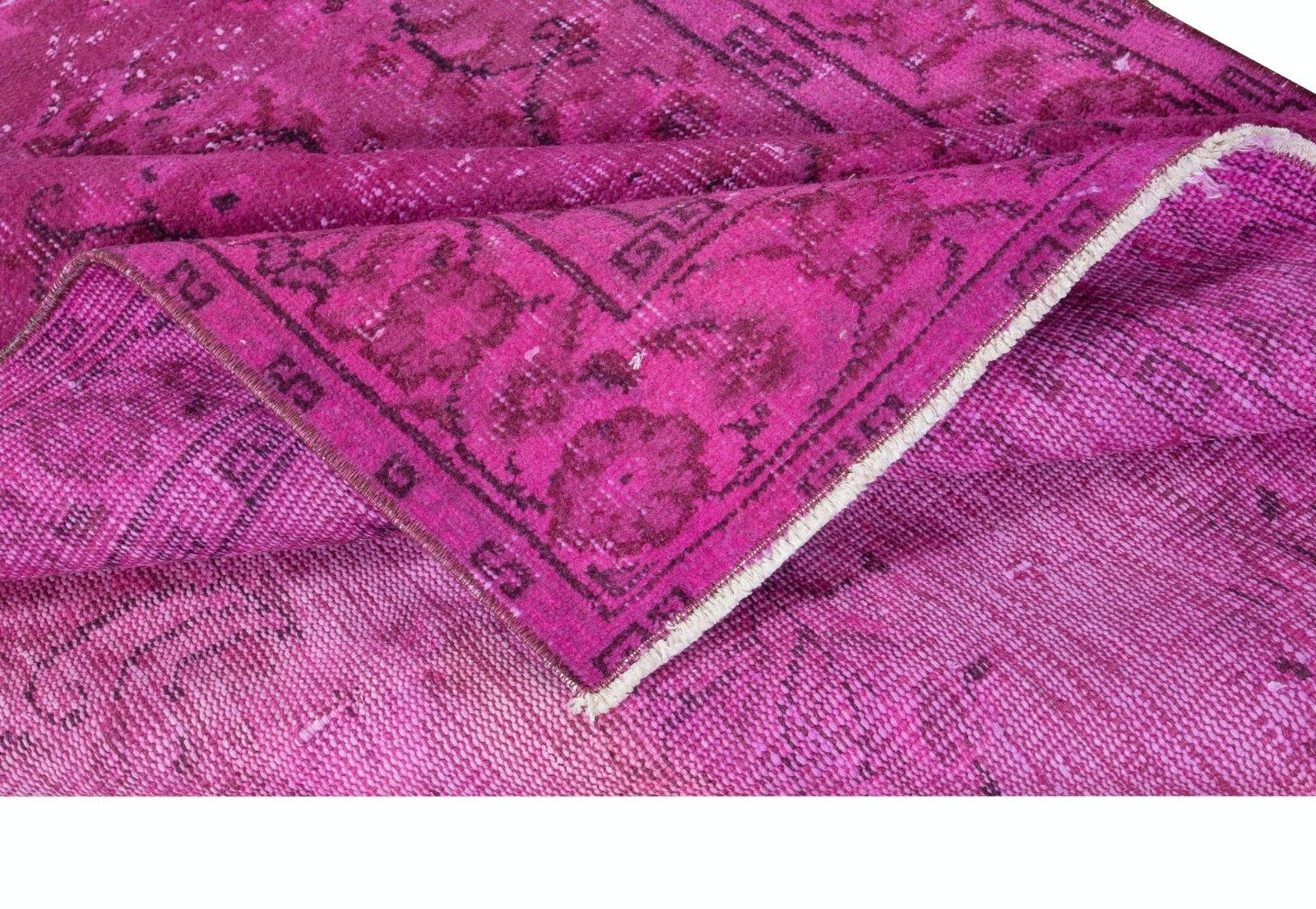 4.5x7.8 Ft Contemporary Pink Area Rug, Handmade Turkish Carpet, Floor Covering photo for sale