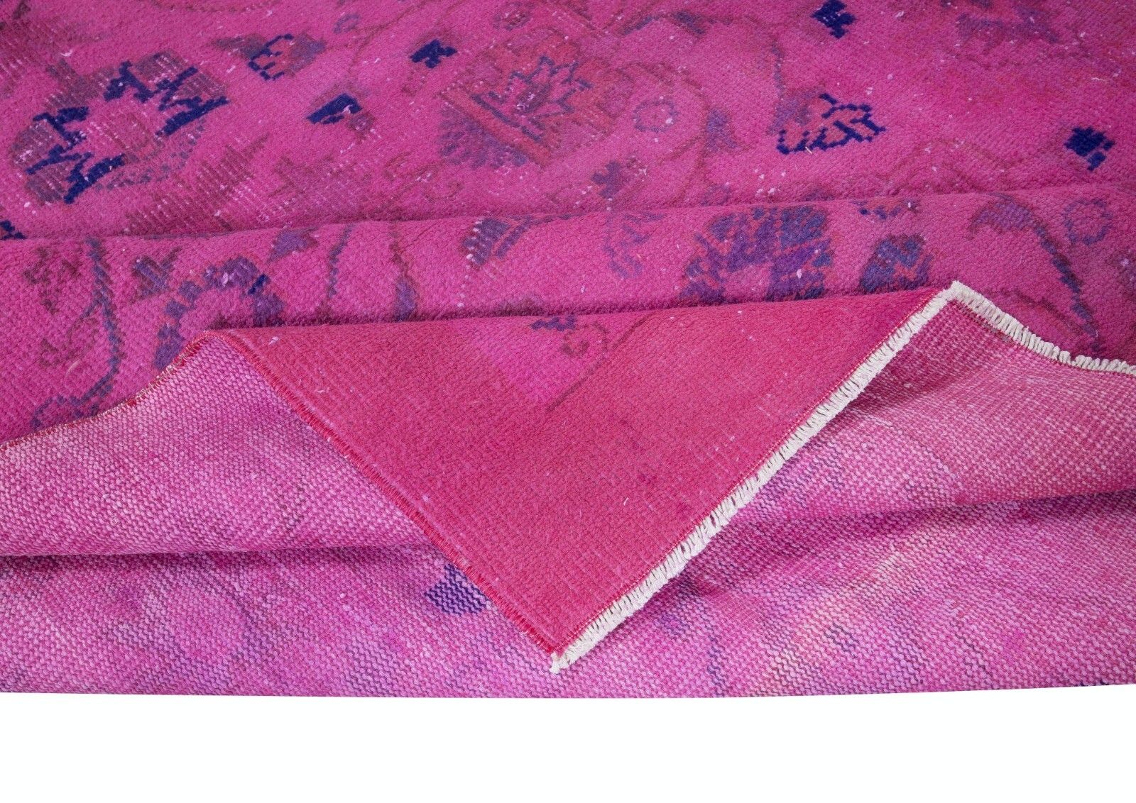 6.5x9 Ft Hand Made Turkish Pink Rug With Botanical Garden Design & Solid Border photo for sale