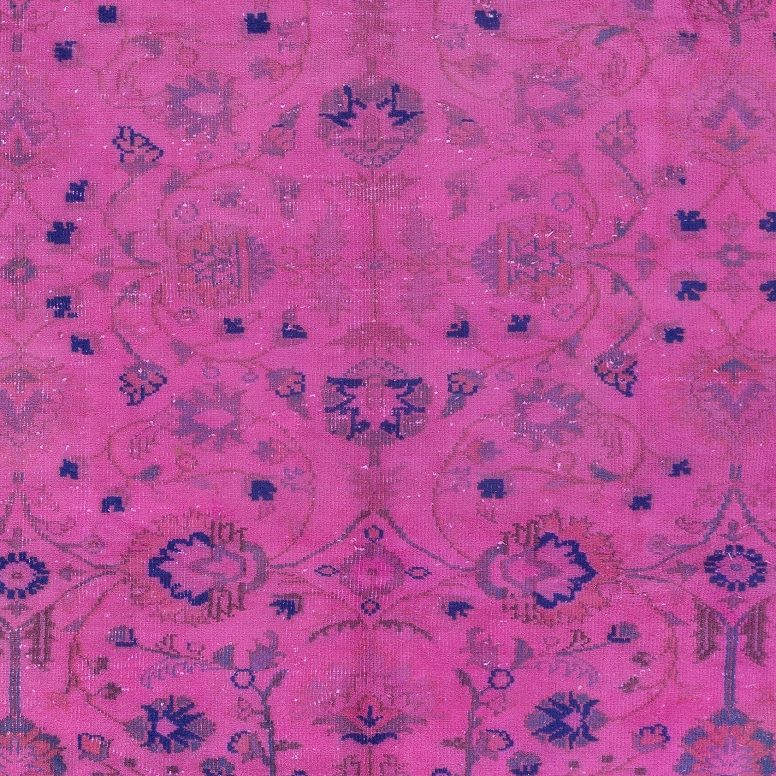 6.5x9 Ft Hand Made Turkish Pink Rug With Botanical Garden Design & Solid Border photo 755.0