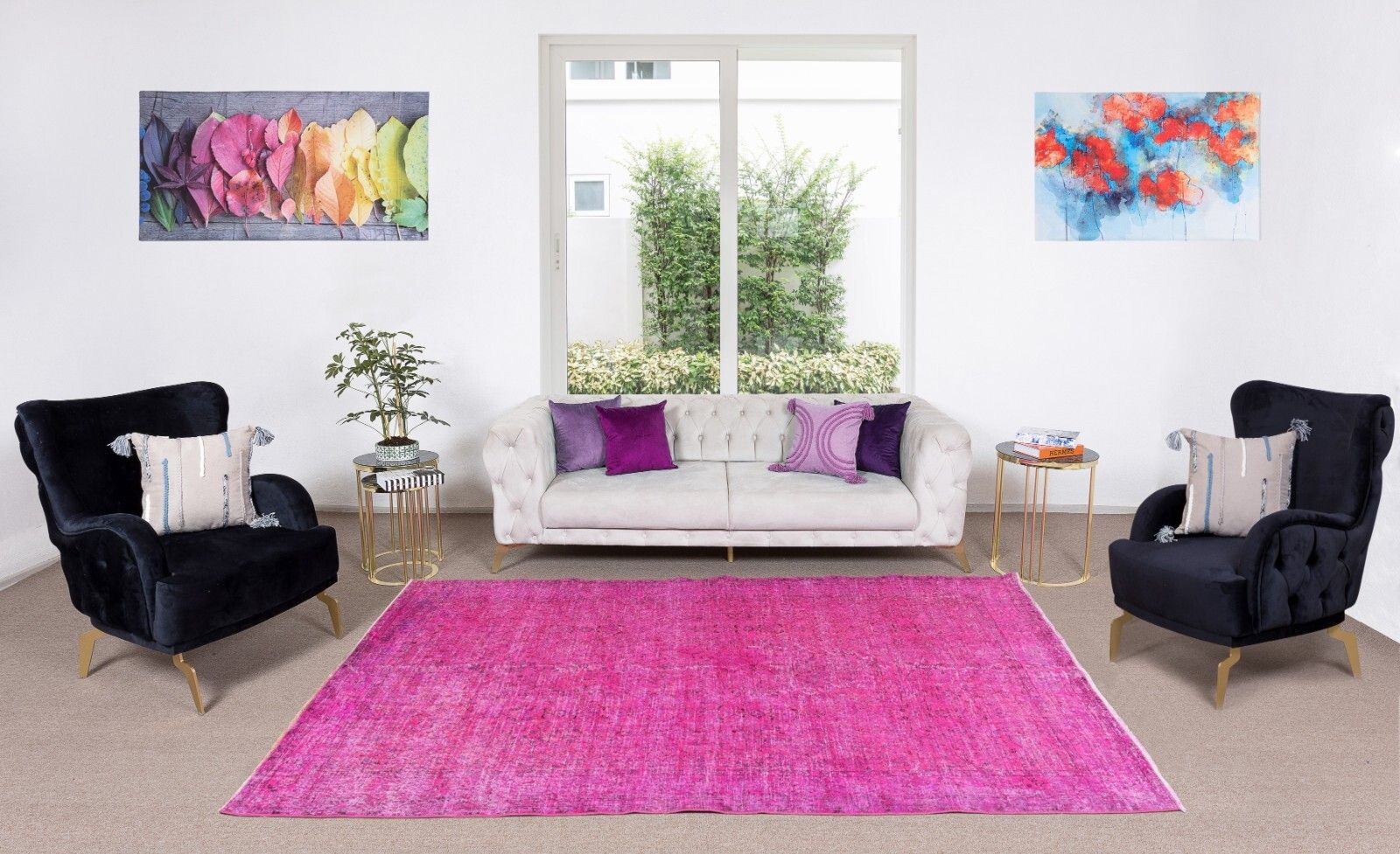 6.7x10.4 Ft Hand Knotted Anatolian Area Rug In Fuchsia Pink 4 Modern Interiors photo furniture