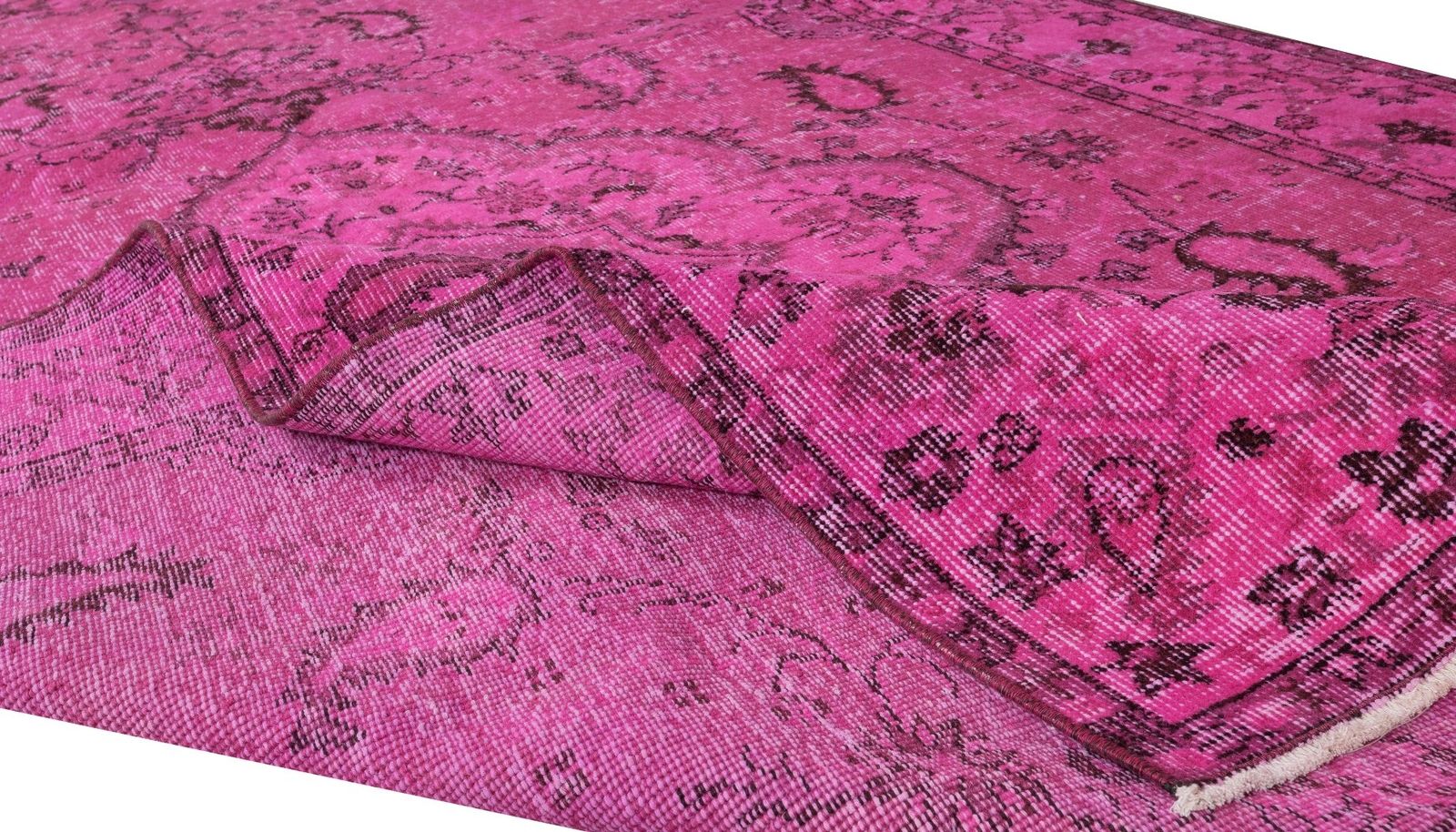 6x9.9 Ft Handmade Turkish Vintage Area Rug Re Dyed In Pink For Modern Interiors photo for sale