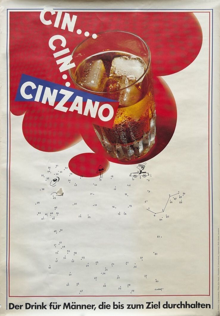 Cinzano The Drink For Men Poster 128x91cm 1970 Paul Coutant
