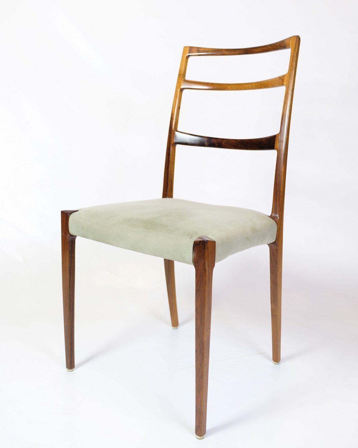 Set Of Six High Backed Dining Chairs In Rosewood & Green Velour Seat By Sorø Furniture Factory From 1960s photo for sale