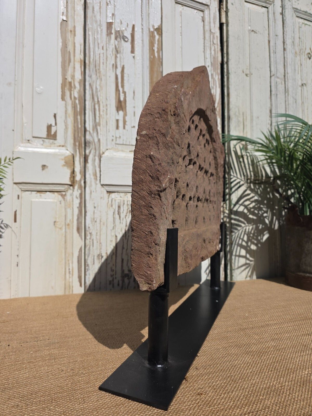 Antique Architectural Carved Stone Panel Jhali Window Fanlight Home Garden Decor photo Garden Decor
